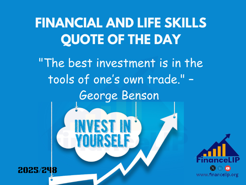 "The best investment is in the tools of one’s own trade." – George Benson (Nigerian entrepreneur)